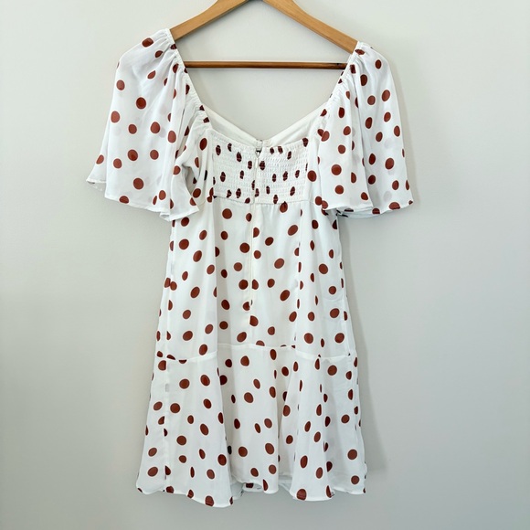 Abercrombie & Fitch Flutter Sleeve Keyhole
Mini Dress Polka Dot Brown Ivory S - Picture 11 of 15